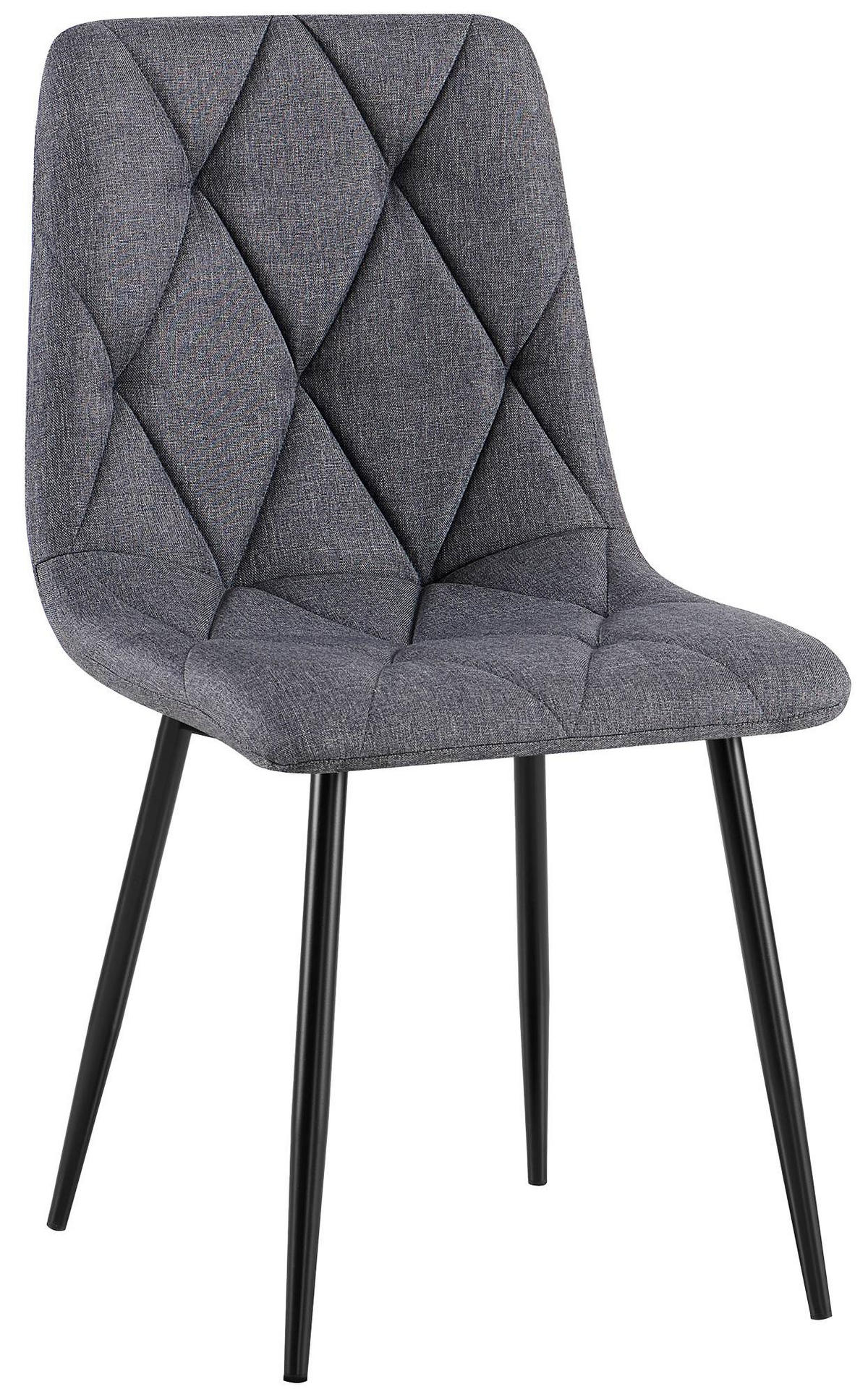 ESSZIMMERSTUHL Stoff Dunkelgrau - Dunkelgrau/Schwarz, Textil/Metall (45/85/55cm) - CLP