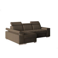 ECKSOFA mit Schlaffunktion Luka L Twist 06 - Braun - Links - Silberfarben/Braun, Holzwerkstoff (260/168cm) - Möblo
