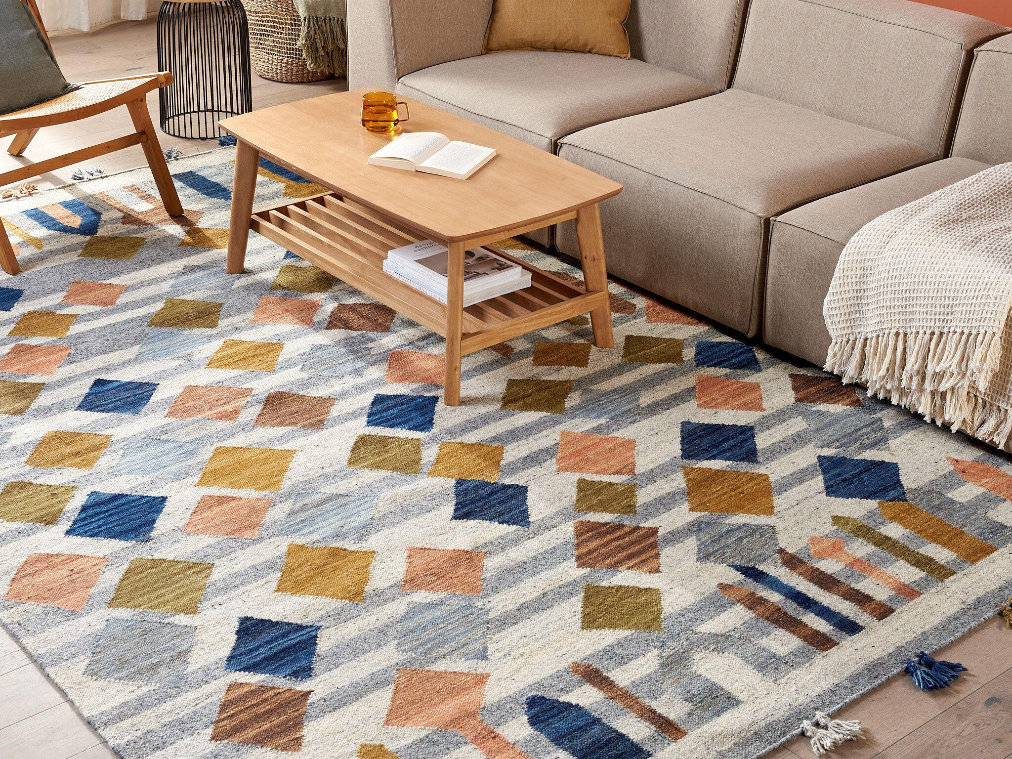 Thumbnail - Beliani Kelim-Teppich, Mehrfarbig, Textil, Grafikmuster, Rechteckig, 200x300 cm, Teppiche & Böden, Teppiche, Webteppiche