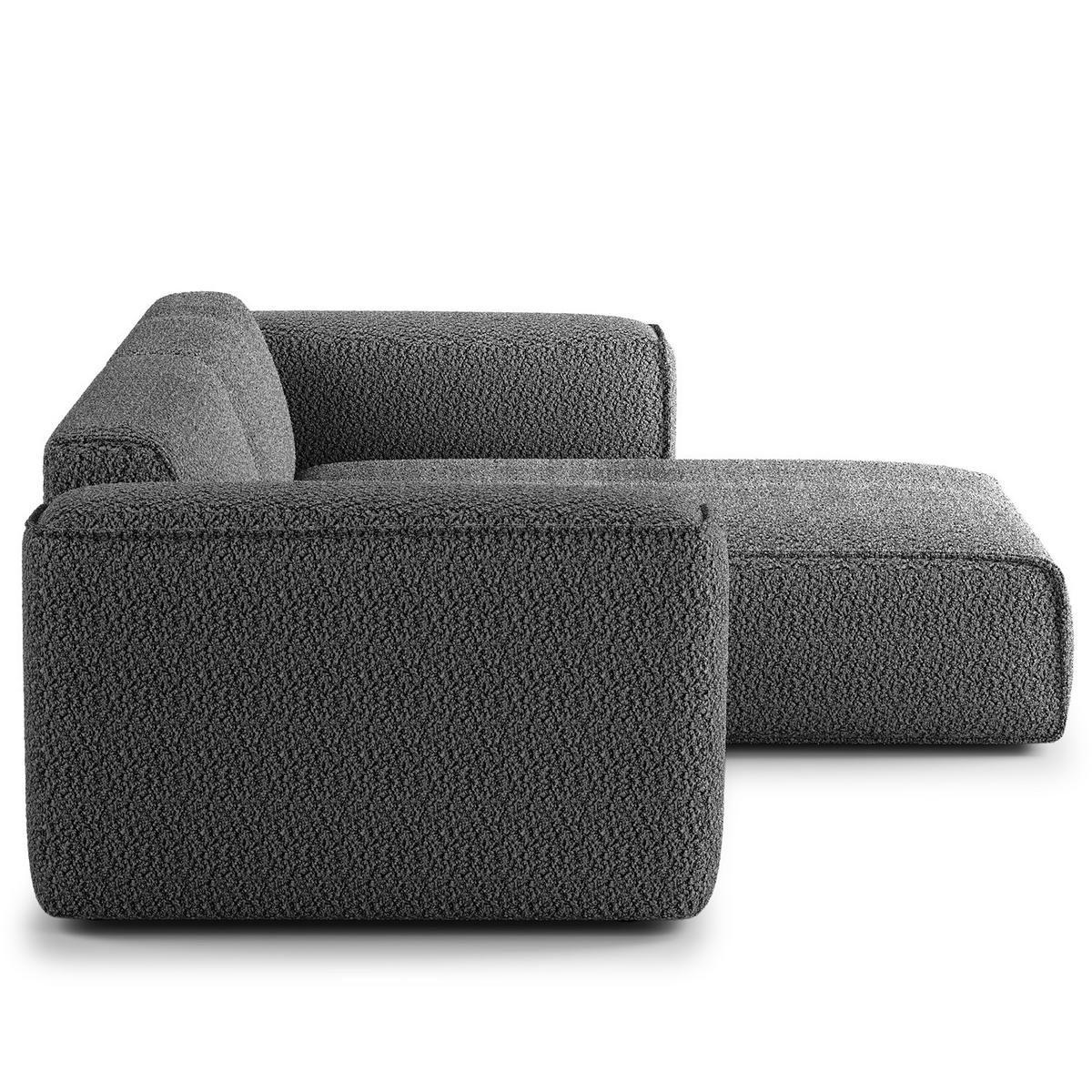 1,5-SITZER ECKSOFA mit Longchair - Anthrazit/Schwarz, Kunststoff/Textil (260/173cm) - home24