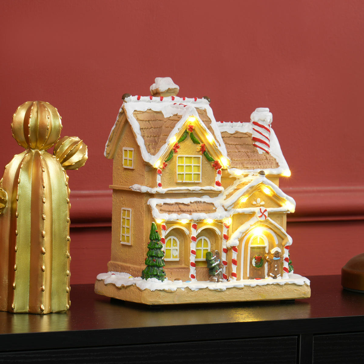 WEIHNACHTSDORF Resin Braun - Braun, Kunststoff (12.5/22.5/21.5cm) - HOMCOM