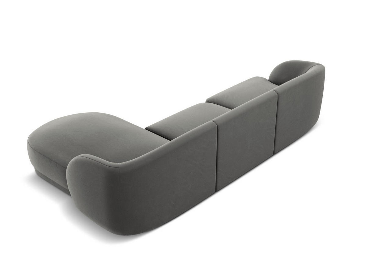 ECKSOFA rechts Miley aus Samt hellgrau 4 Sitzplätze - Hellgrau, Textil (156/255cm) - Micadoni