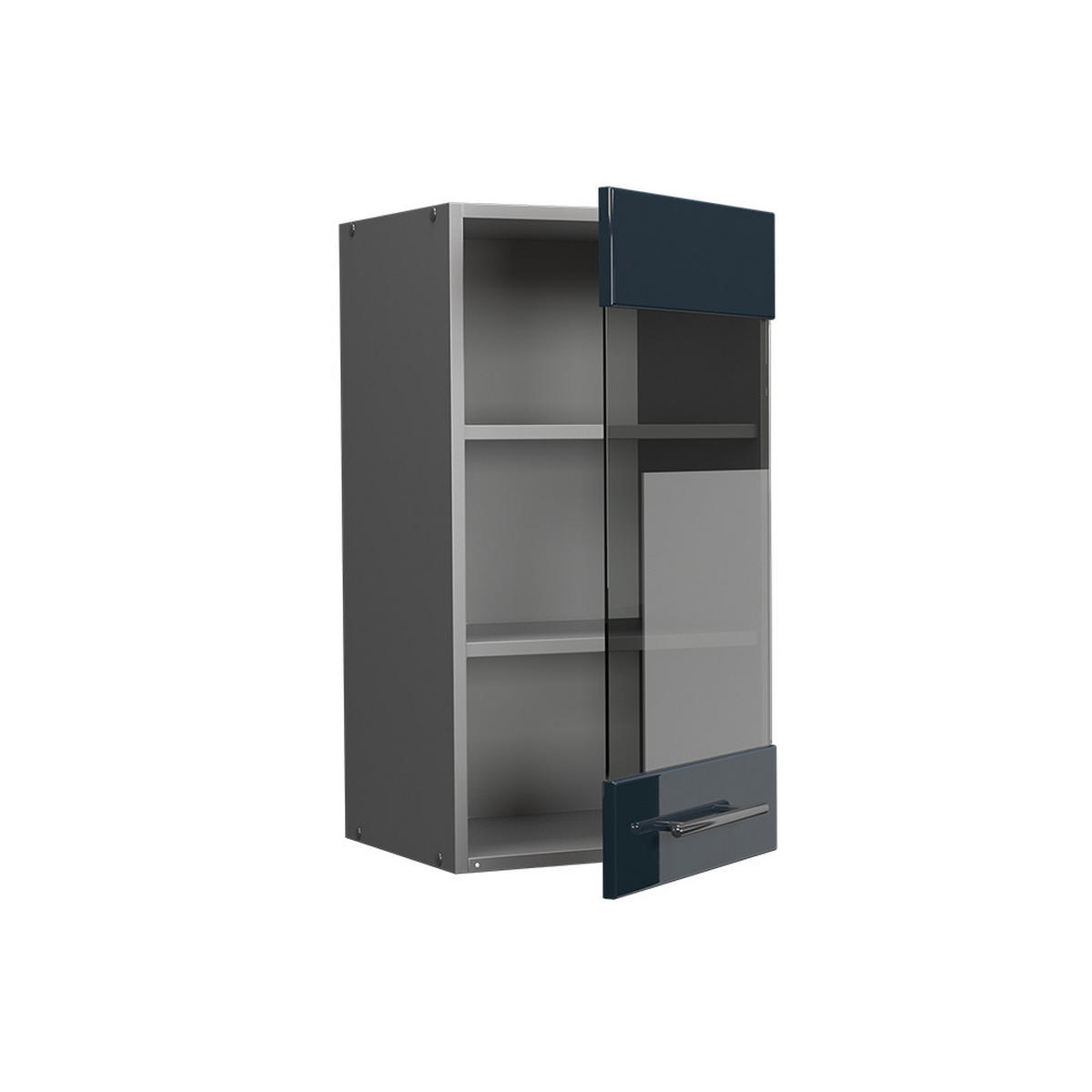 KÜCHENGLASSCHRANK Fame-Line Dunkelblau Hochglanz 40 cm - Anthrazit/Dunkelblau, Holzwerkstoff (40/72/34.1cm) - Vicco