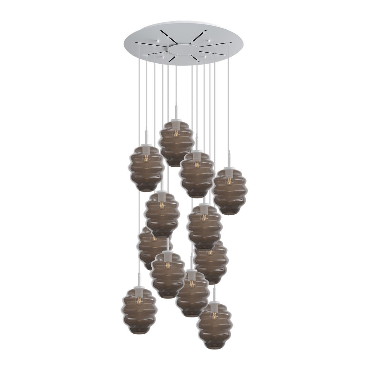 GALERIELEUCHTE Echos 12-flammig Rauch Ø 25cm - Anthrazit/Weiß, Glas (25/25/28cm) - s.luce