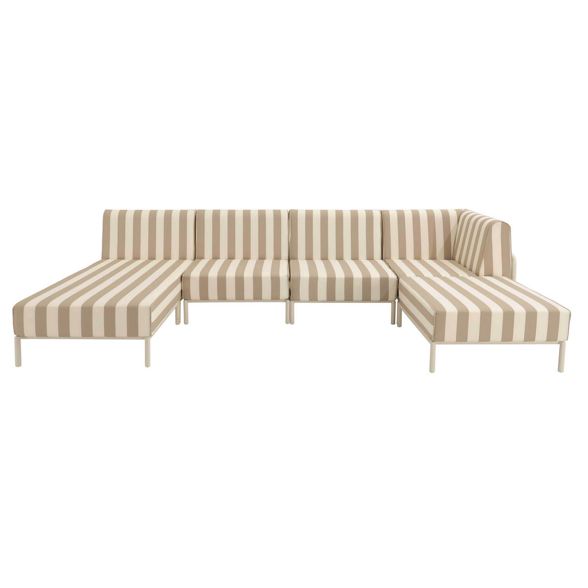 GARTENSOFA mit 5 Sitzplätzen, Beige - Beige, Metall - Oviala