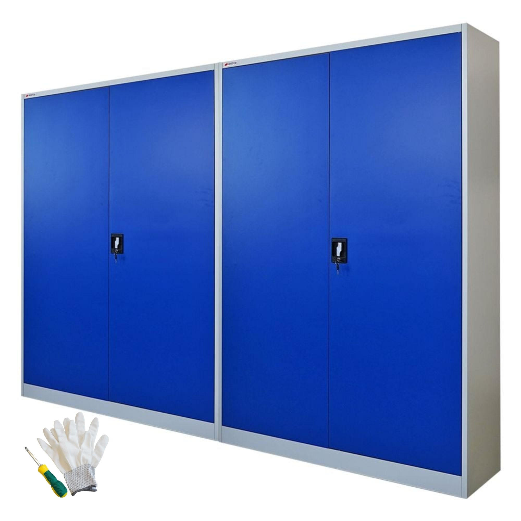 FLÜGELTÜRENSCHRANK Elephant 2er Set Stahl 180x120x40cm StahlBlau/Lichtgrau - Blau/Weiß, Metall (240/180/40cm) - PROREGAL