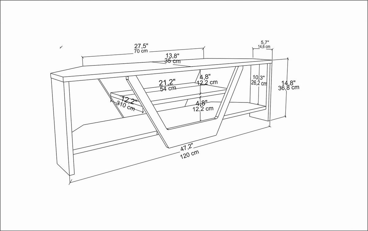 TV-ELEMENT Sares Weiß Schwarz - Schwarz/Weiß, Holzwerkstoff (135/36.8/120cm) - Decorotika