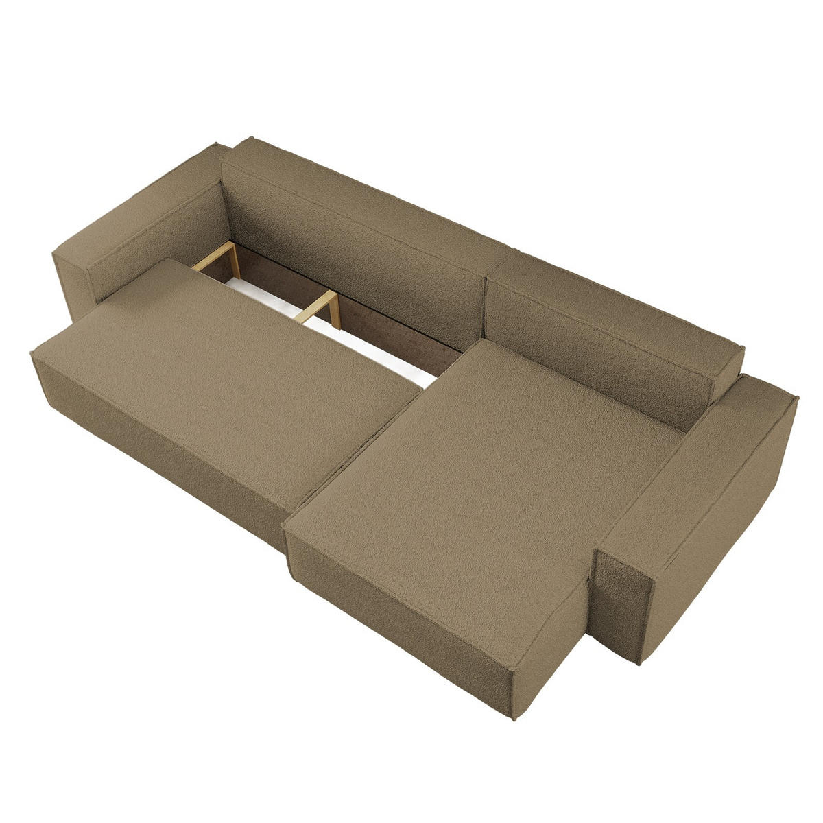 ECKSOFA Mit Schlaffunktion Und bettkasten, Eckcouch BEST XL Stoff Quelle Hellbraun Rechts - Hellbraun/Schwarz, Holz/Kunststoff (142/142cm) - Kaiser Möbel