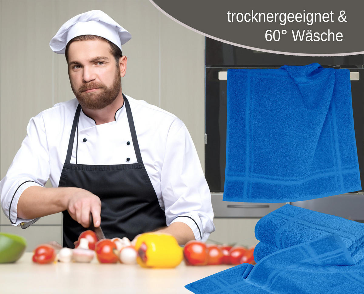 FROTTEE Küchenhandtücher 50x50 cm, 4er Set, Capri Blau - Pastellblau, Textil (50/50cm) - Lashuma