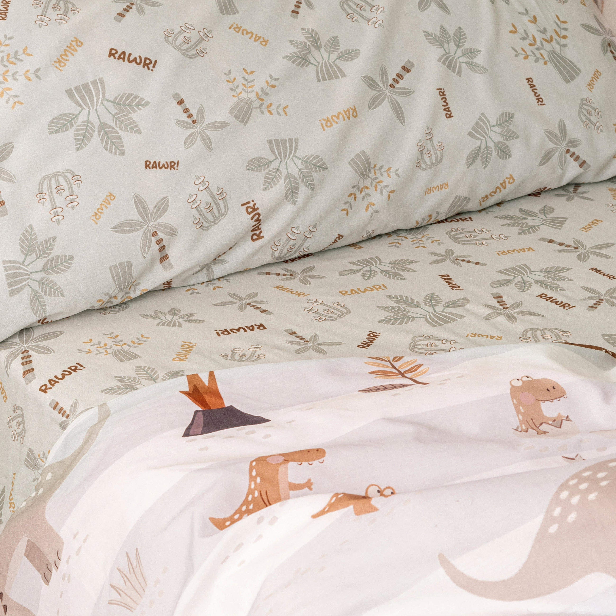 SPANNBETTTUCH dino family 90x200x32 cm mehrfarbig - Multicolor, Textil (90/200cm) - Happy Friday