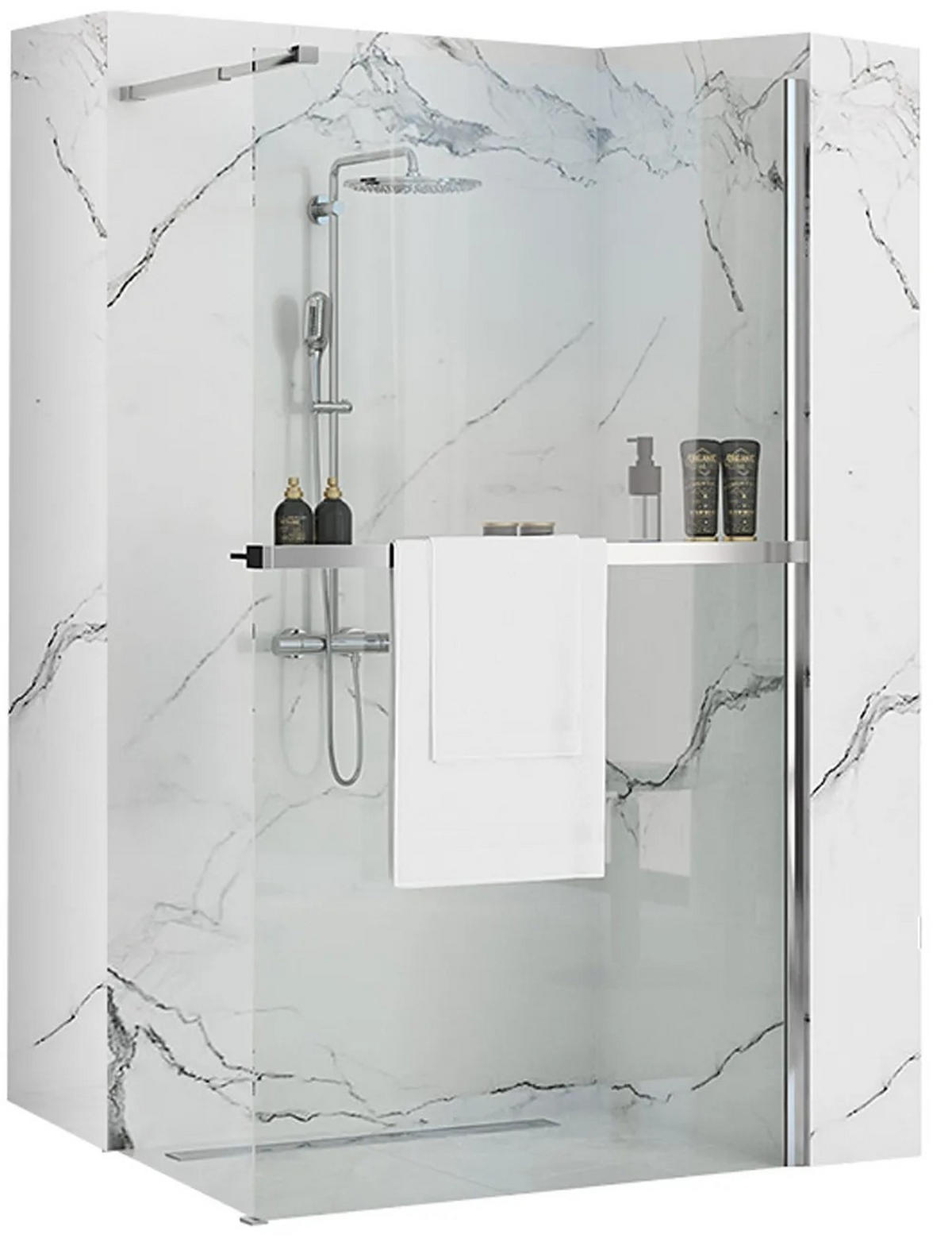 HANDTUCHHALTERABLAGE Rea Evo Chrome Für Duschwände - Chromfarben, Metall (12.5/120/120cm) - REA