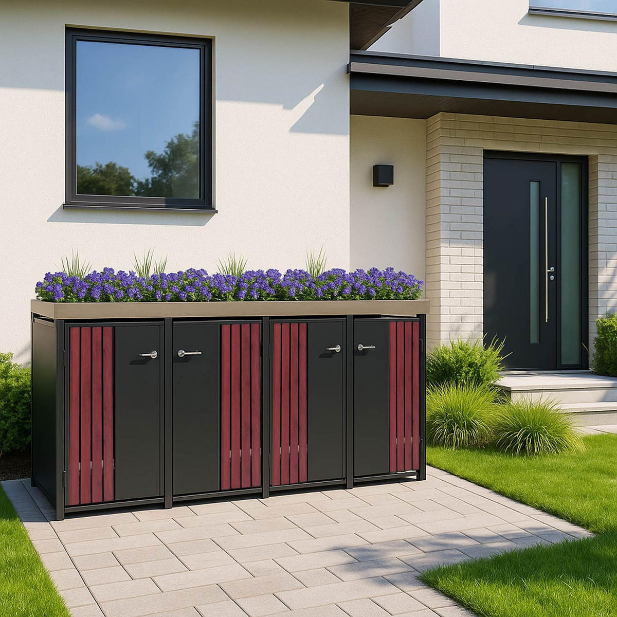 MÜLLTONNENVERKLEIDUNG Anthrazit, Dunkelbraun - Anthrazit/Dunkelbraun, Metall (260/125/84cm) - MCW