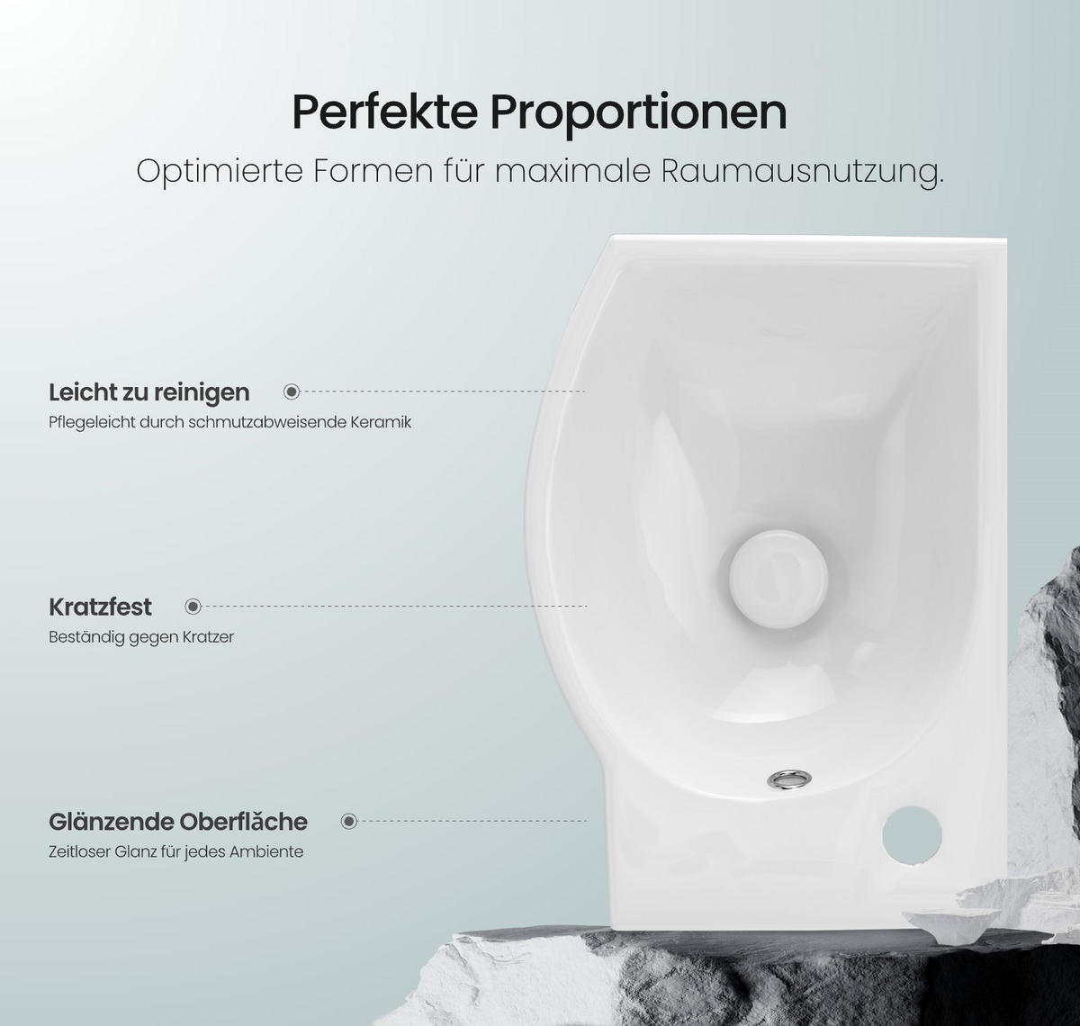 WASCHBECKEN Keramik Mit Hahnloch links Strahlend Weiß 40,5 / 28 / 14 cm - Weiß, Keramik (28/14/40.5cm) - EMKE