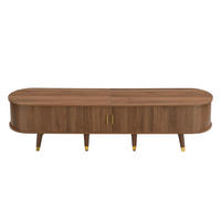TV Lowboard 175 cm, Nussbaumoptik, Rattan-Schiebetür, Stauraum - Braun, Holz (175/45/38cm)