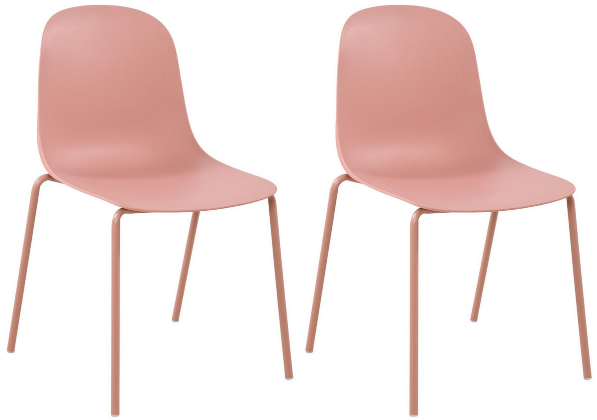 STAPELSTUHL 2er Set Kunststoff Pink - Pink, Kunststoff/Metall (51/85/53cm) - CLP