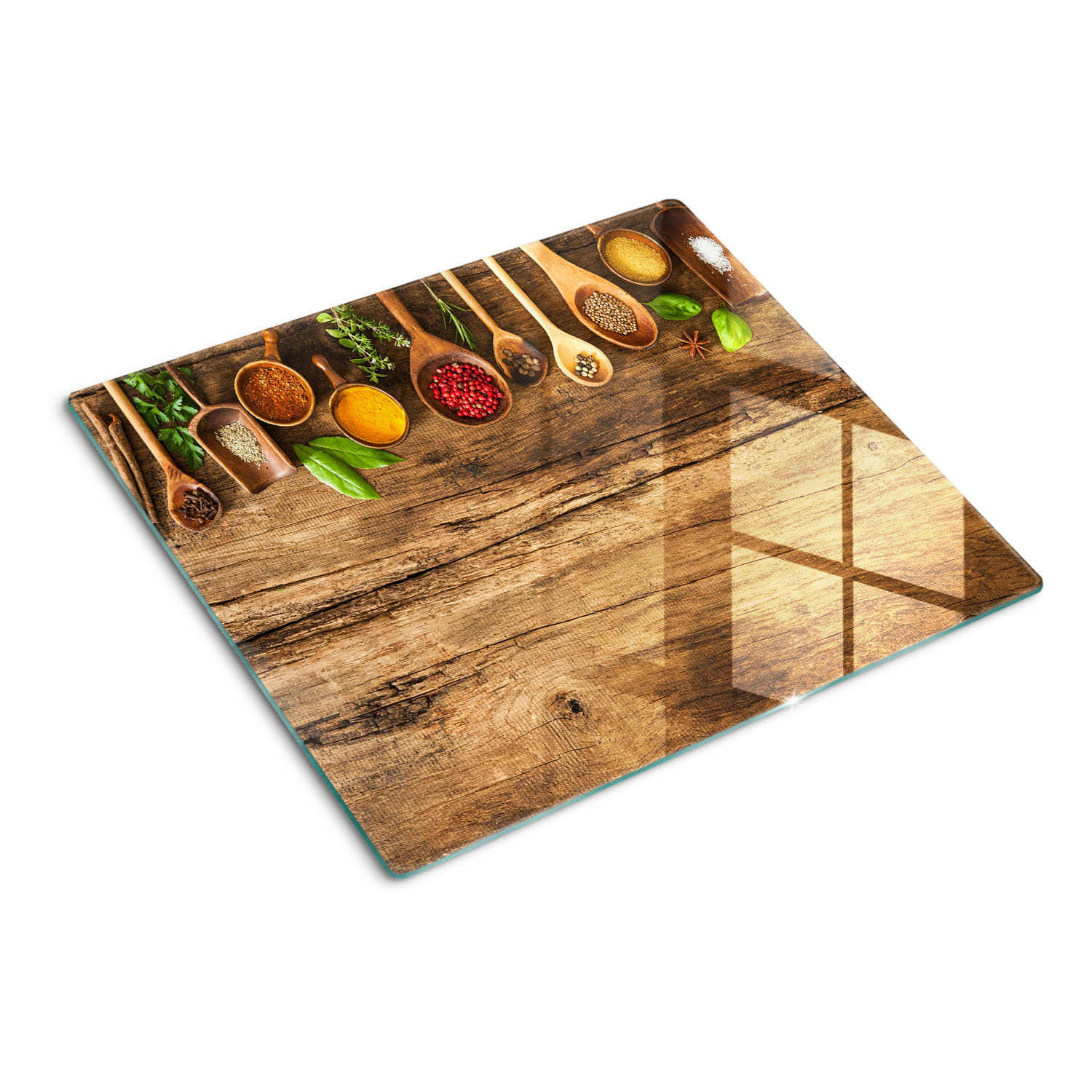 GLASPLATTE 60x52 cm Gewürze Holz - Multicolor, Glas (60/0.4/52cm) - TULUP