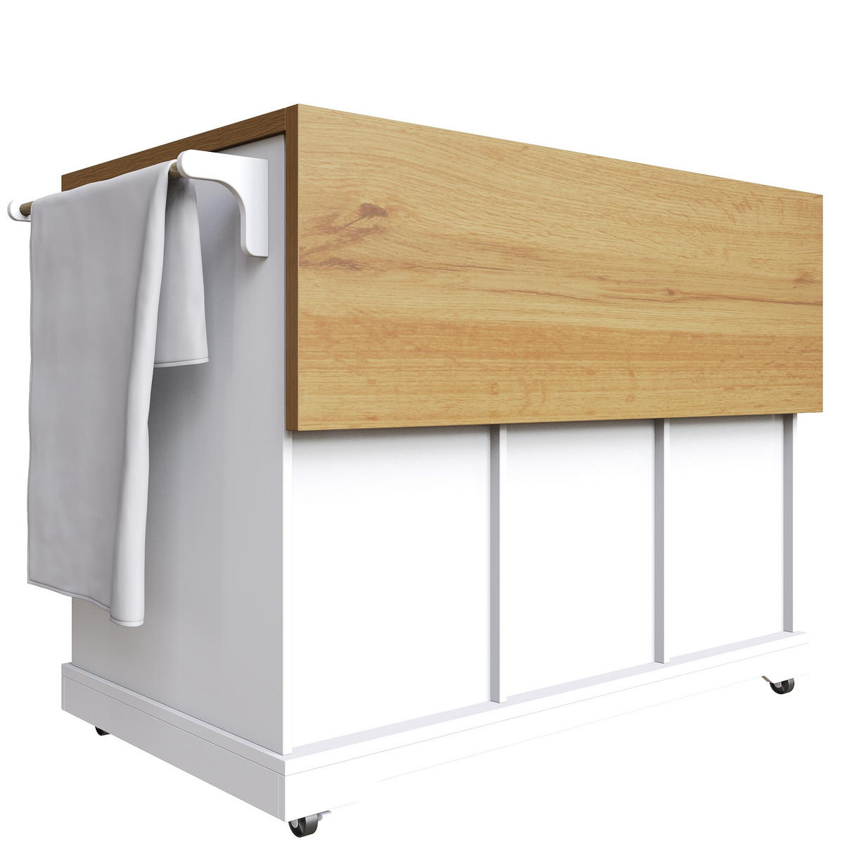 SERVIERWAGEN klappbar mit Stauraum 147 x 70 x 93 cm MDF Weiß - Weiß, Metall (70/93/147cm) - Beauniv