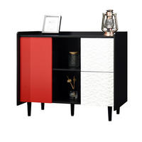 SIDEBOARD 90/40/80 cm, 2 Schubladen, offenes Fach und Tür, MDF Schwarz/Rot, Schwarz/Rot - Rot, Holzwerkstoff (90/80/40cm) - Redom