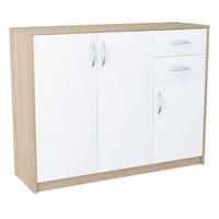 KOMMODE mit 2 Schubladen und 3 Türen - Eichefarben/Weiß, Holzwerkstoff (110/85/35cm) - Home Collective
