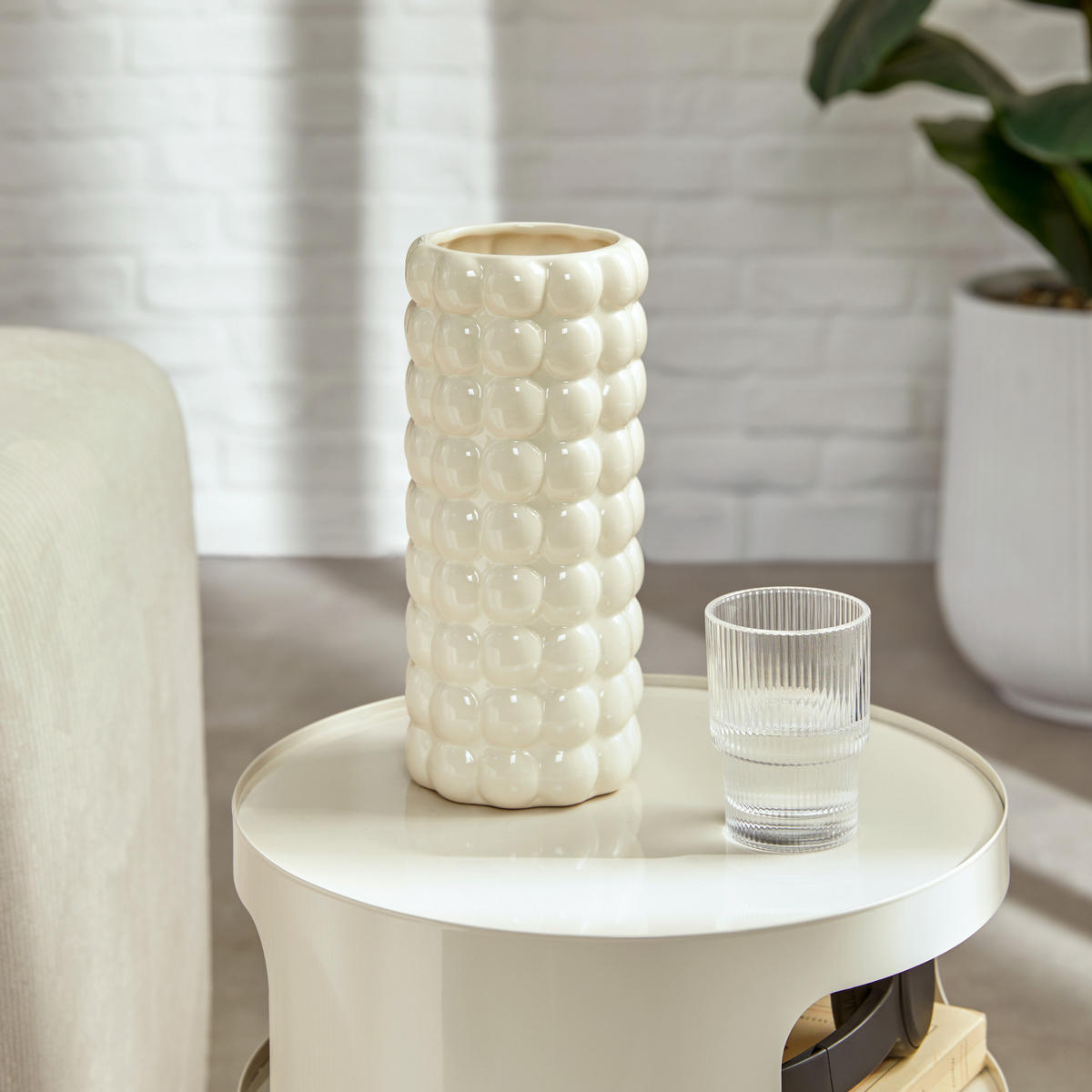KERAMISCHE Sky 10,5/10,5/23 cm - Weiß, Keramik (23cm) - Atmosphera Createur d´interieur