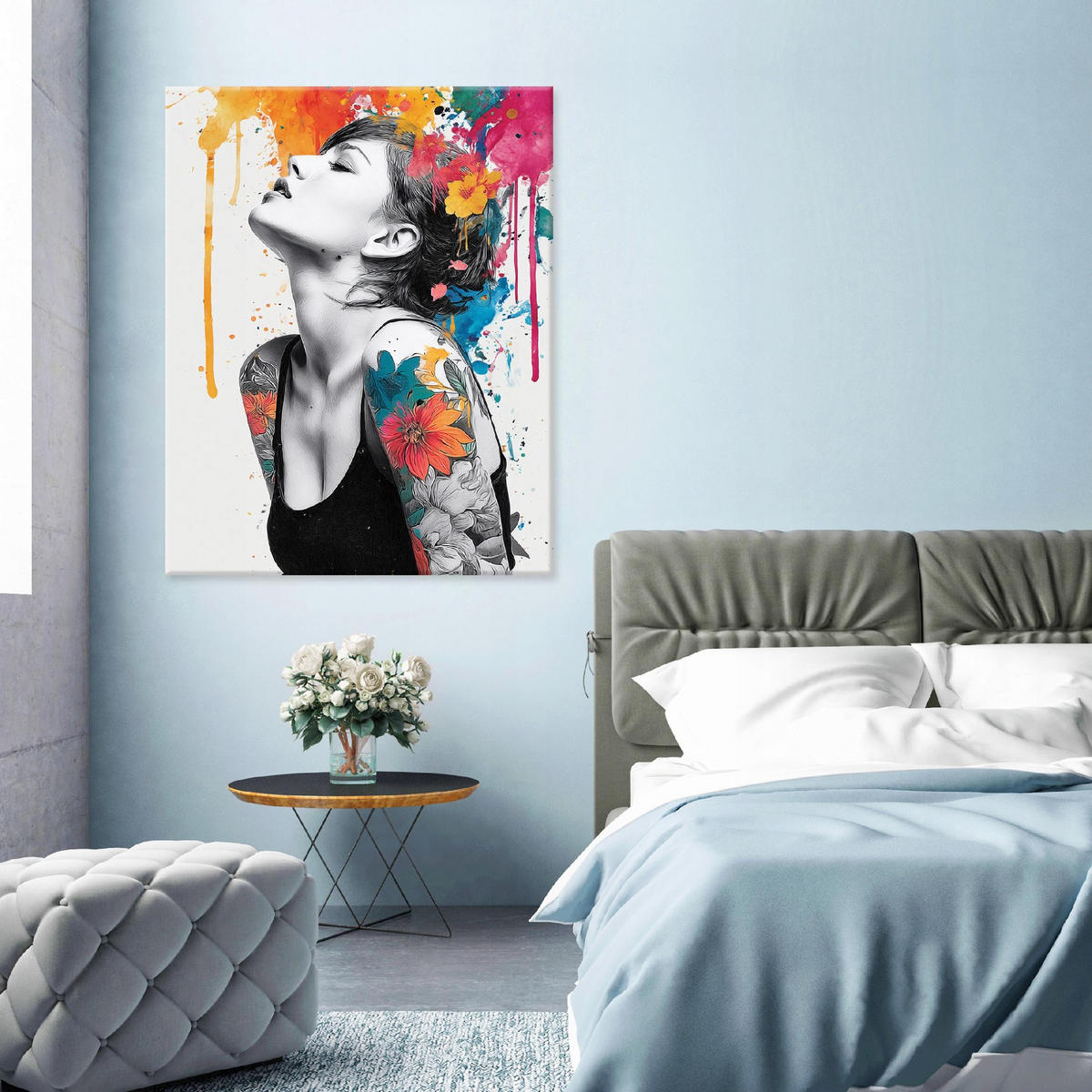 BILDER Frau Abstrakt Bunt 120x80 - Multicolor, Holzwerkstoff (80/120cm) - Wallarena