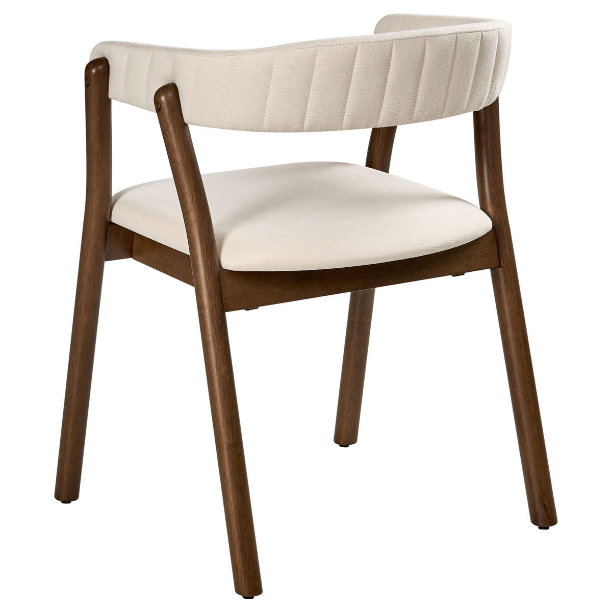ESSZIMMERSTUHL 2er Set Stoff Cremeweiß/Dunkelbraun Mylo - Dunkelbraun/Weiß, Holz/Textil (58/77/56cm) - Beliani