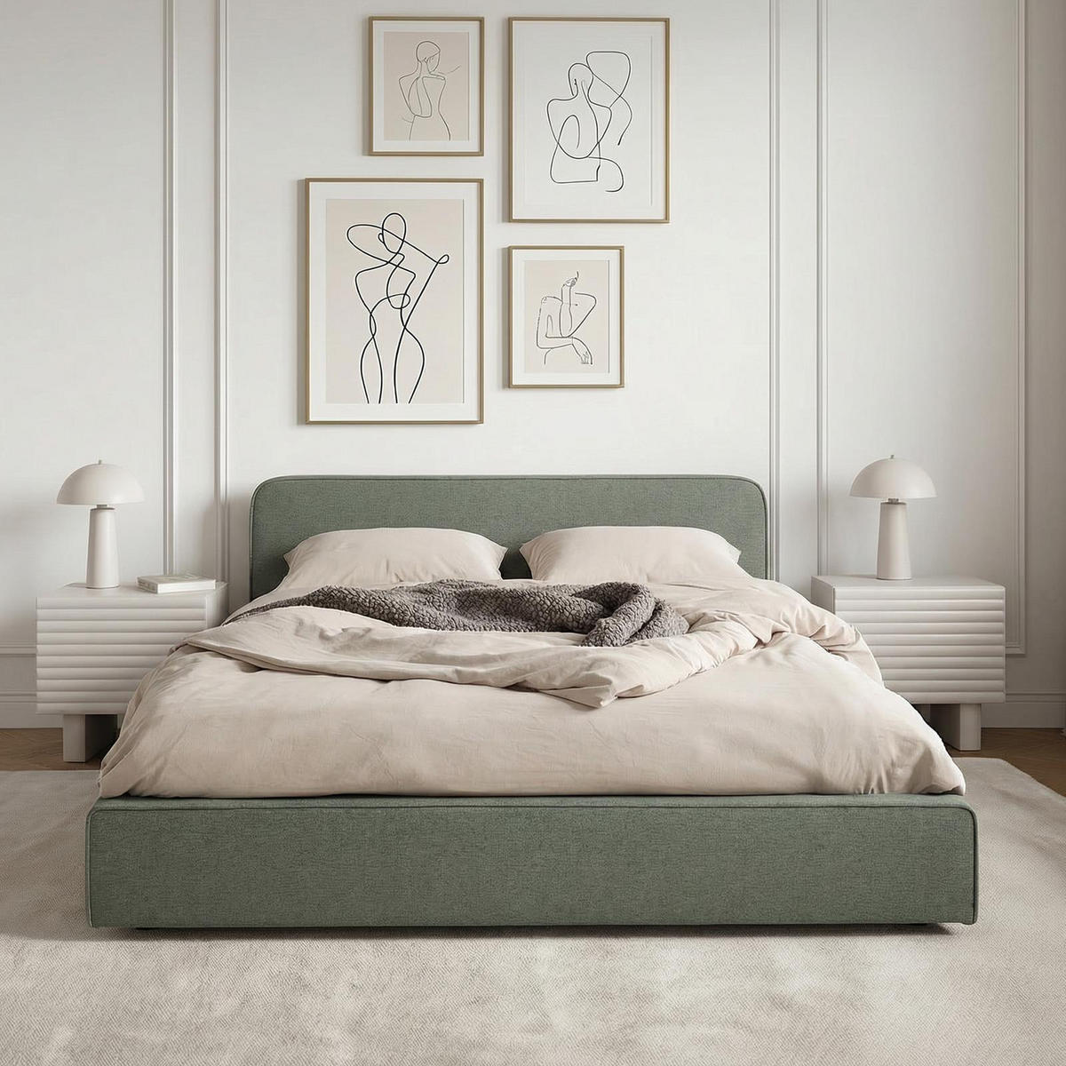 POLSTERBETT MARINI 140X200 CM - Grün, Textil (140/200cm) - IDIMEX
