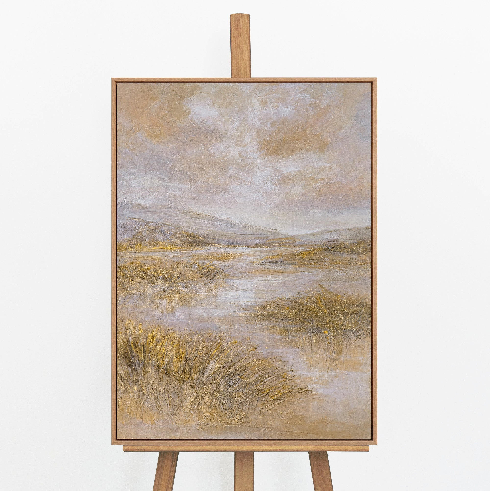 GEMÄLDE Stille Ebene Schattenfugenrahmen Eichefarben 70x50 cm - Eichefarben, Holz (70/50cm) - YS-art gallery