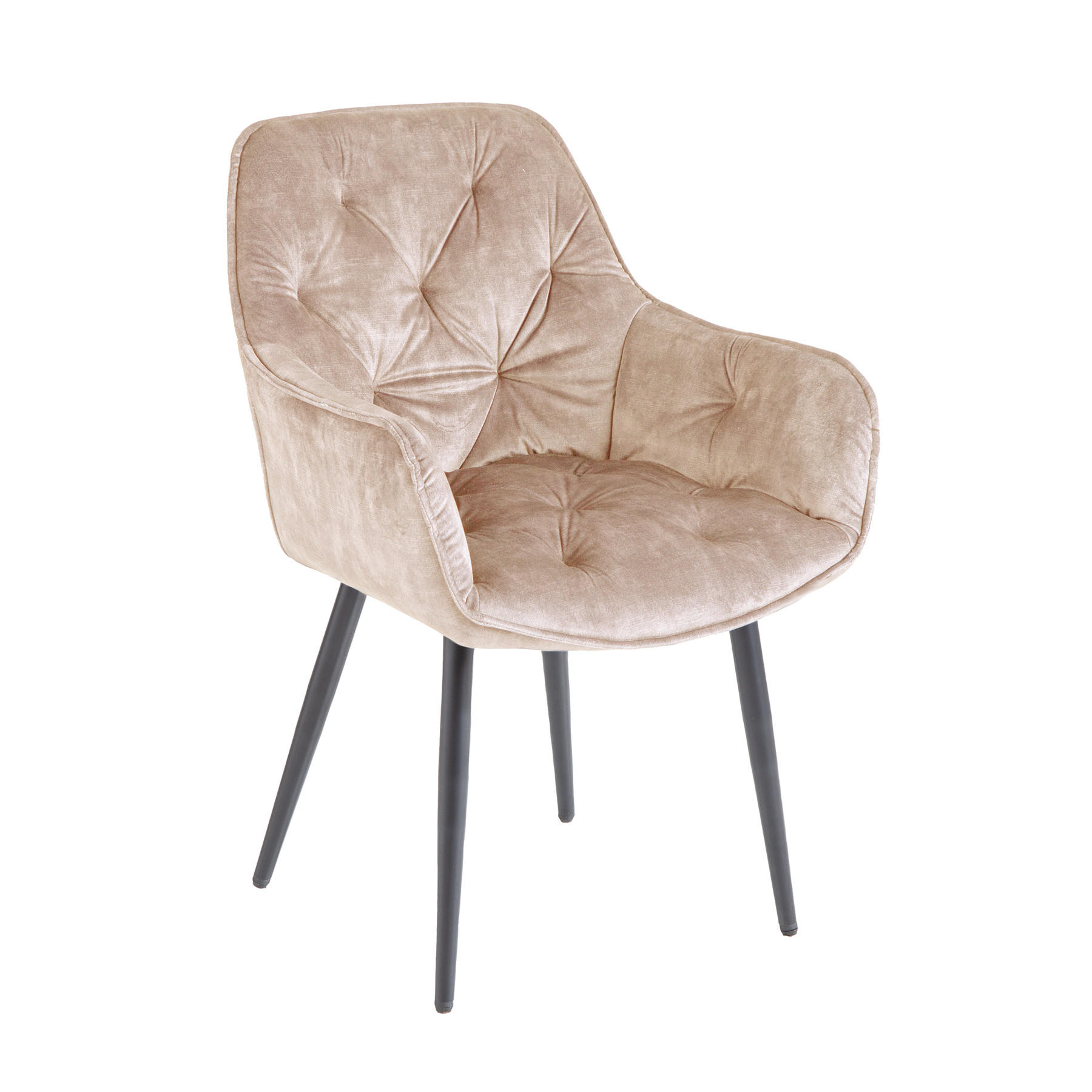 STUHL MILANO Samt Champagner, Beige - Champagner/Beige, Textil (59/84/62cm) - riess-ambiente