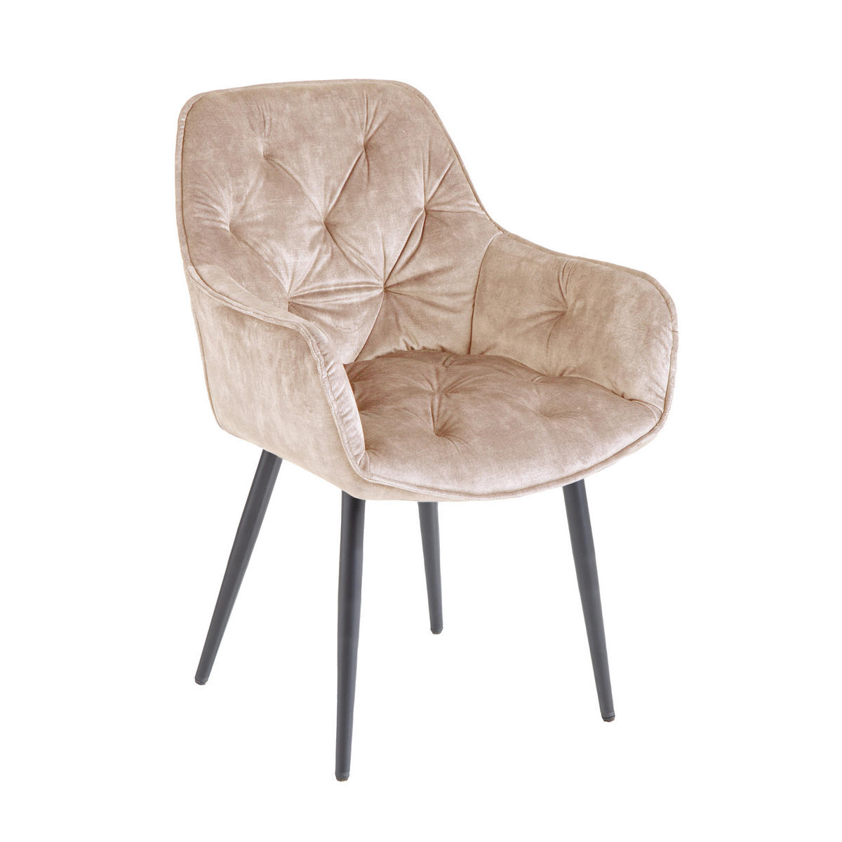 STUHL MILANO Samt Champagner, Beige - Champagner/Beige, Textil (59/84/62cm) - riess-ambiente
