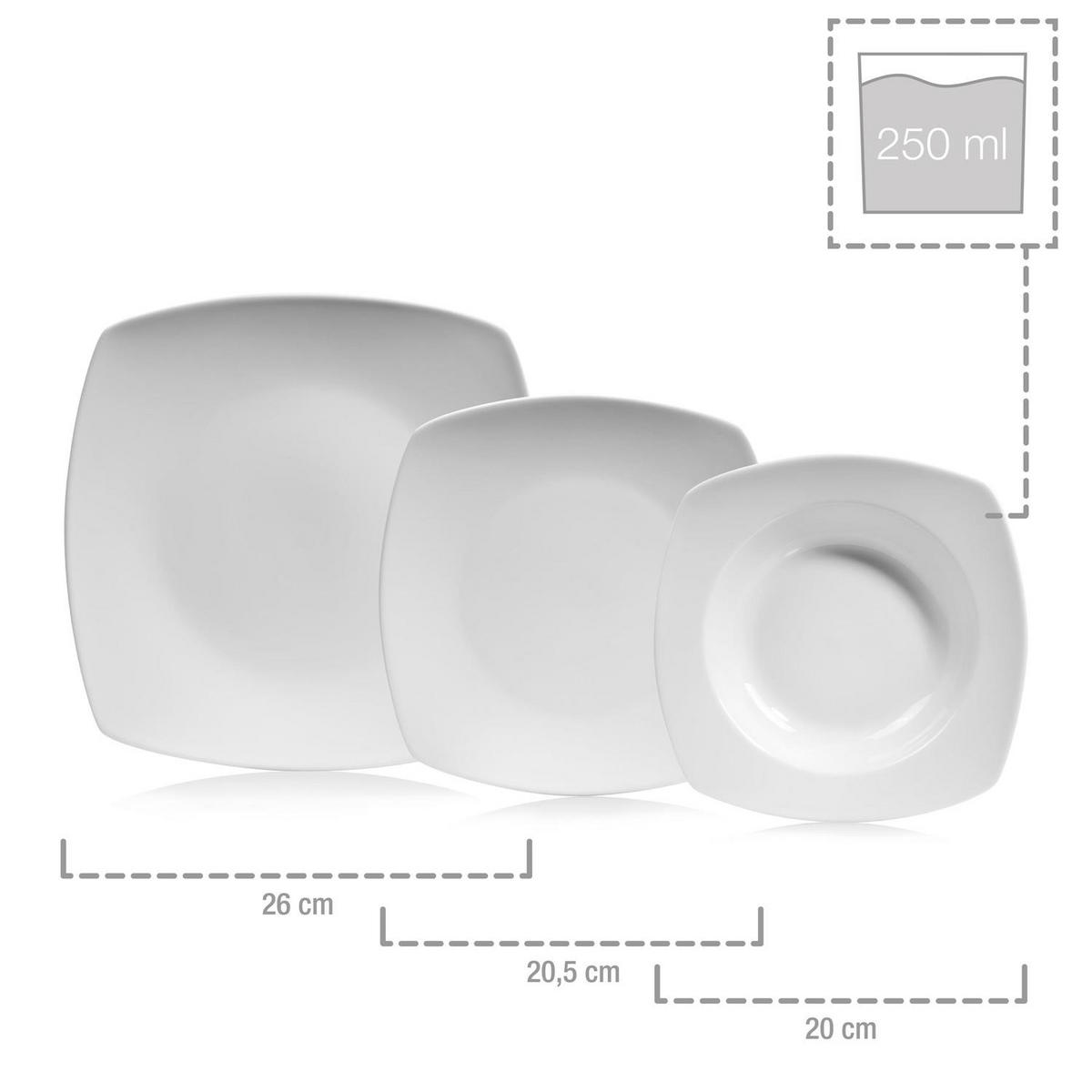 TAFELSERVICE MARKANT - 18 teilig aus Porzellan - Weiß, Keramik (29.5/31/32.5cm) - Sänger