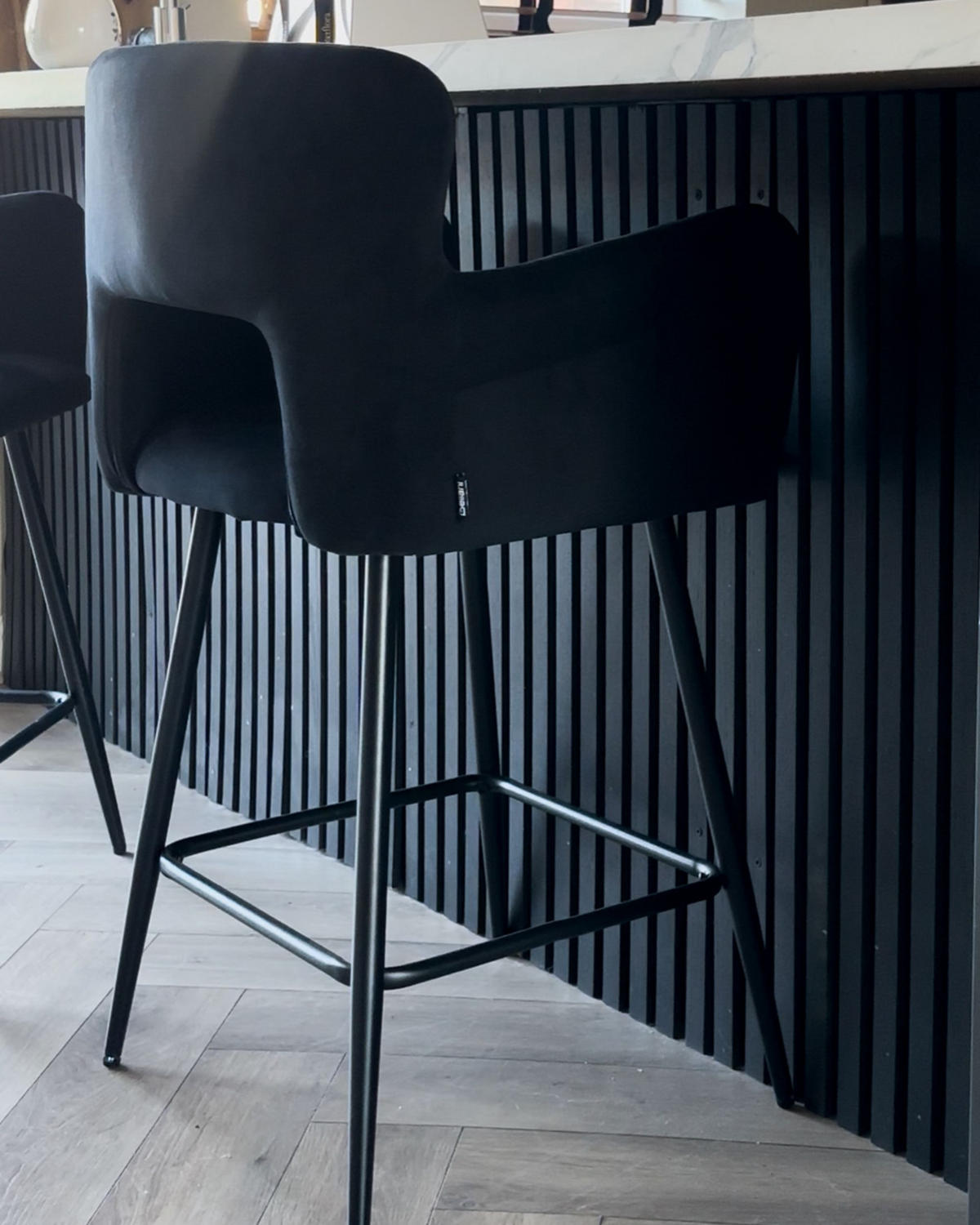 SCAUNE DE BAR set de 2 neagră Sanilac - negru, material textil (53/94/51cm) - Beliani