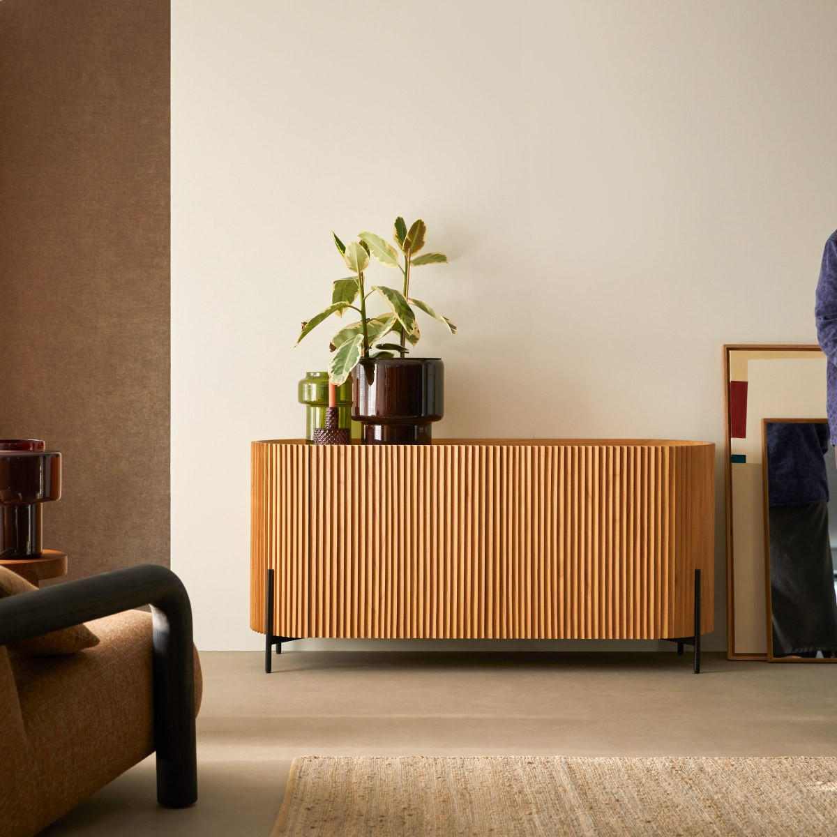 SIDEBOARD Lou Hellbraun aus Dunkles Mindiholz - Hellbraun, Holz (150/71/45cm) - Tikamoon