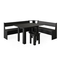 ECKBANKGRUPPE Roman Schwarz 180 x 41.5 cm mit Tisch - Taupe/Schwarz, Holzwerkstoff (210/80/180cm) - Vicco