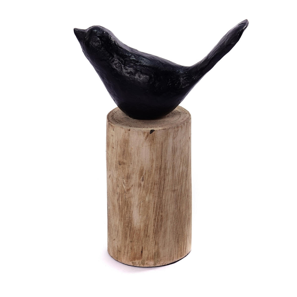 SKULPTUR Vogel Birdy III Mangoholz-Sockel schwarz-natur - Naturfarben, Holz (10/22/15cm) - CREEDWOOD