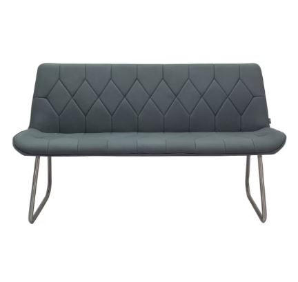 Banc en tissu gris et pieds métal 160/87/65 cm - Novel