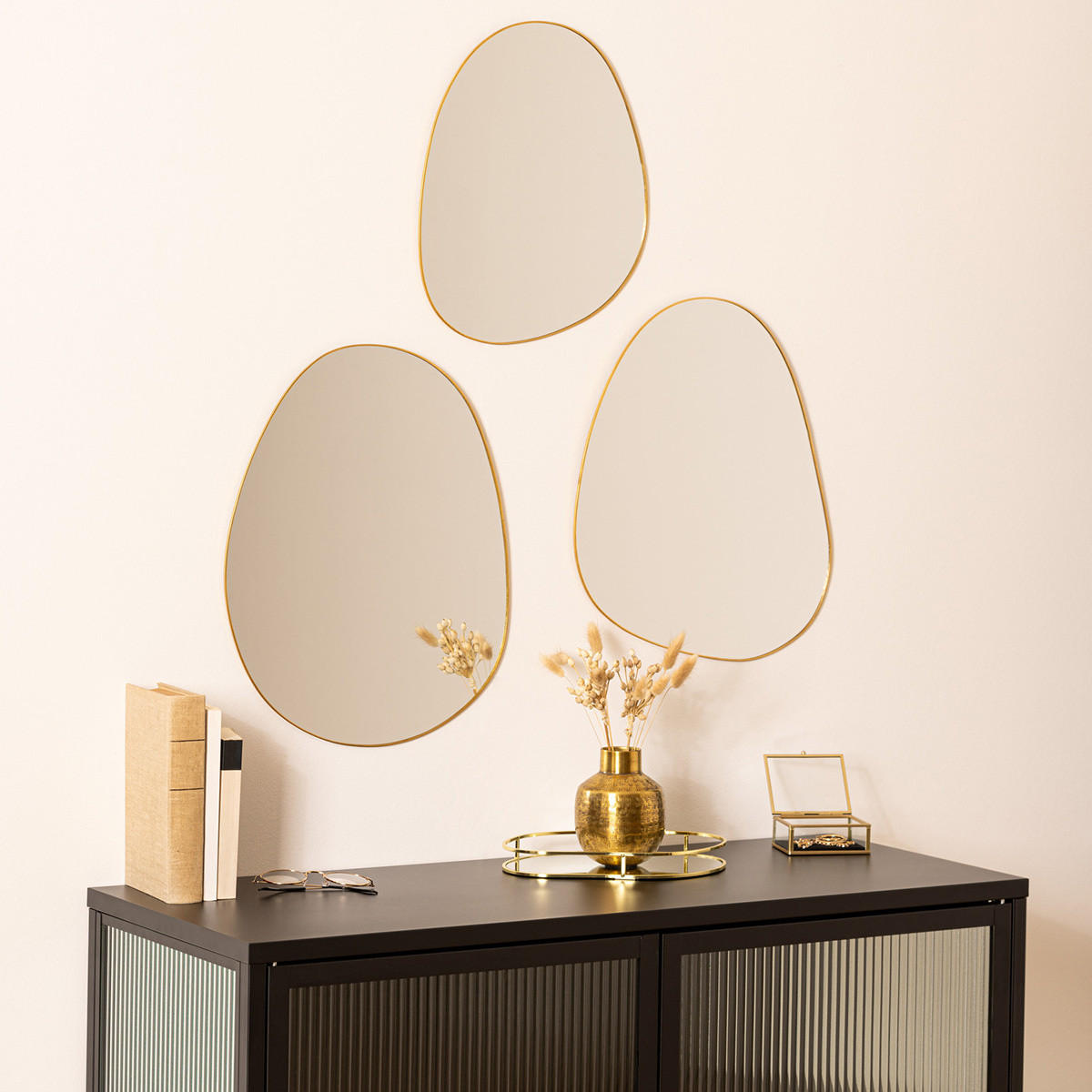 SPIEGEL-SET Lida 3er-Set - Goldfarben, Metall (37/47/37cm) - Atmosphera Createur d´interieur