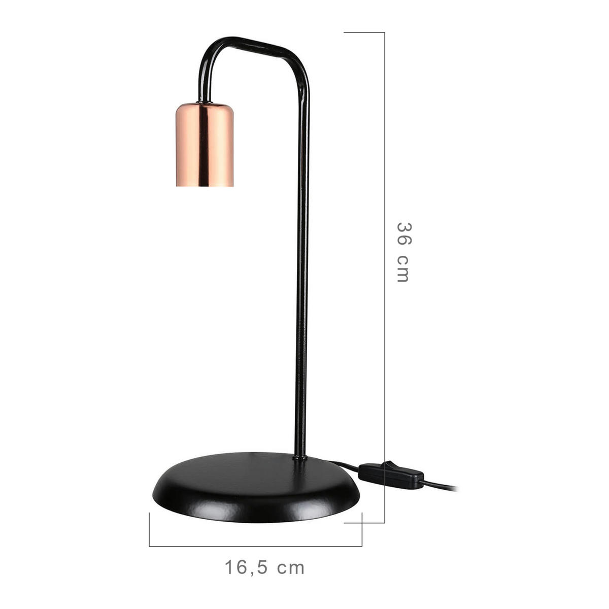 TISCHLEUCHTE Lancaster - Kupferfarben, Metall (17/17/36cm) - lux.pro