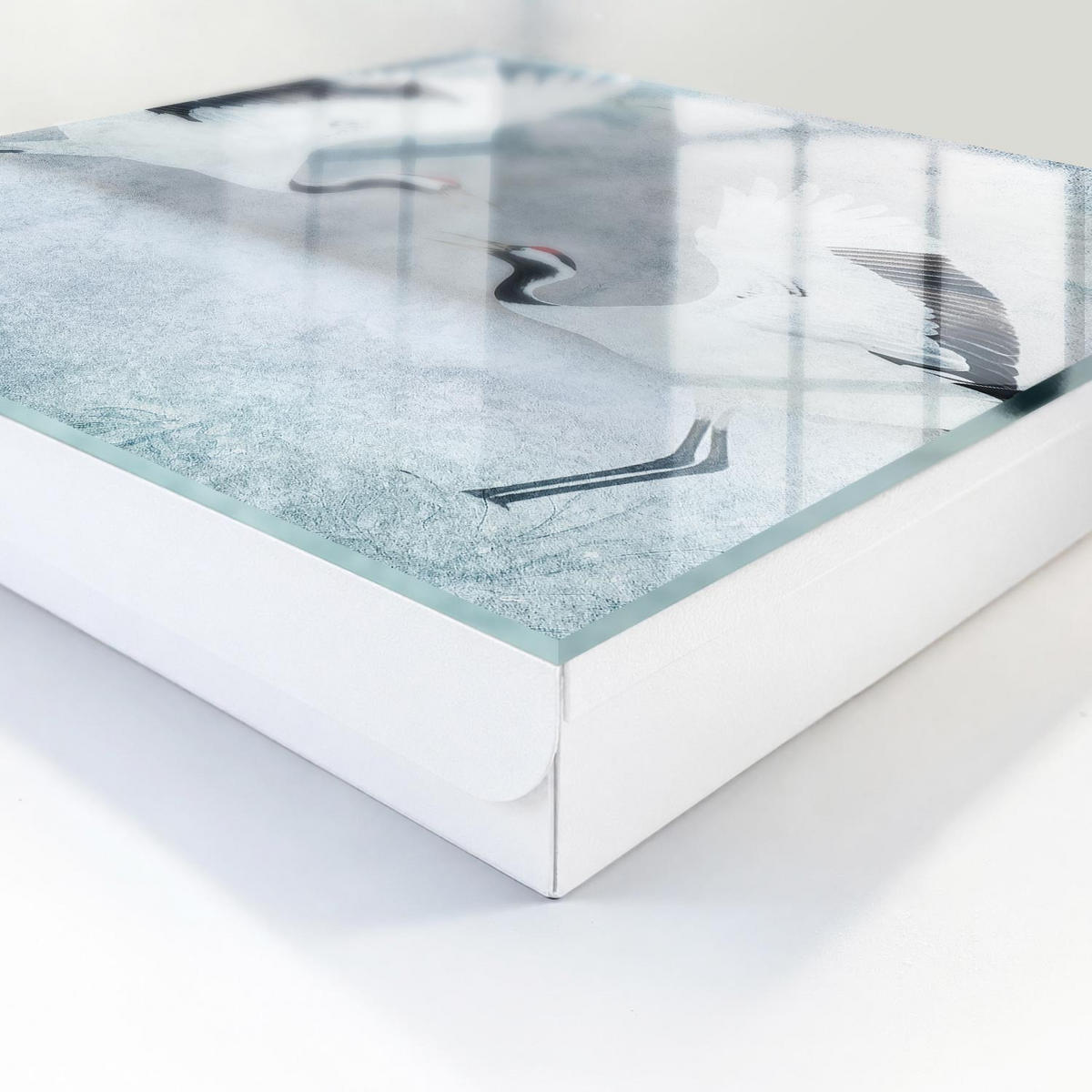 SCHLÜSSELBOX Weiß 30x30 cm – Türöffnung nach rechts - Kraniche im Flug - Weiß, Metall (30/30/5cm) - TULUP