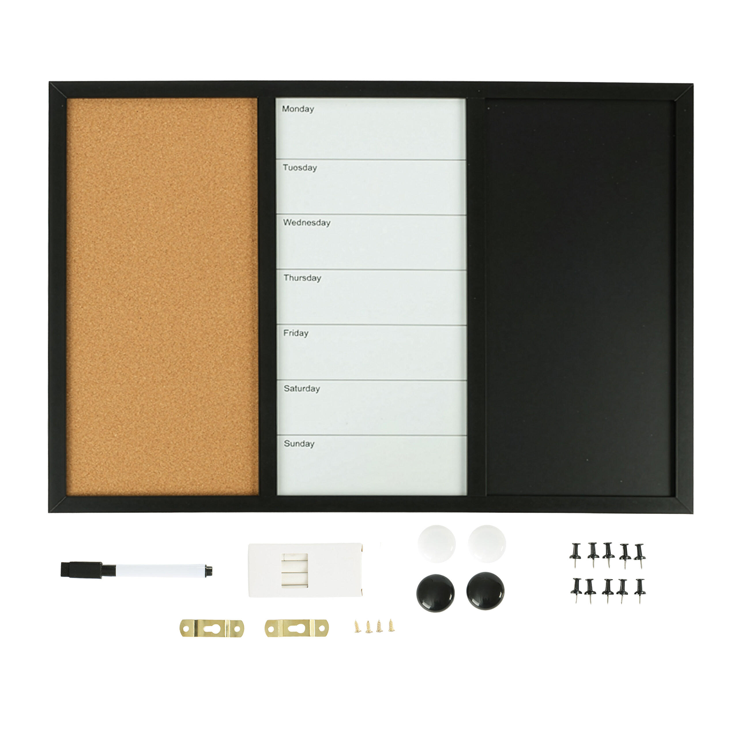 KOMBITAFEL - Multicolor, Naturmaterialien/Holzwerkstoff (60/40/2cm) - Relaxdays