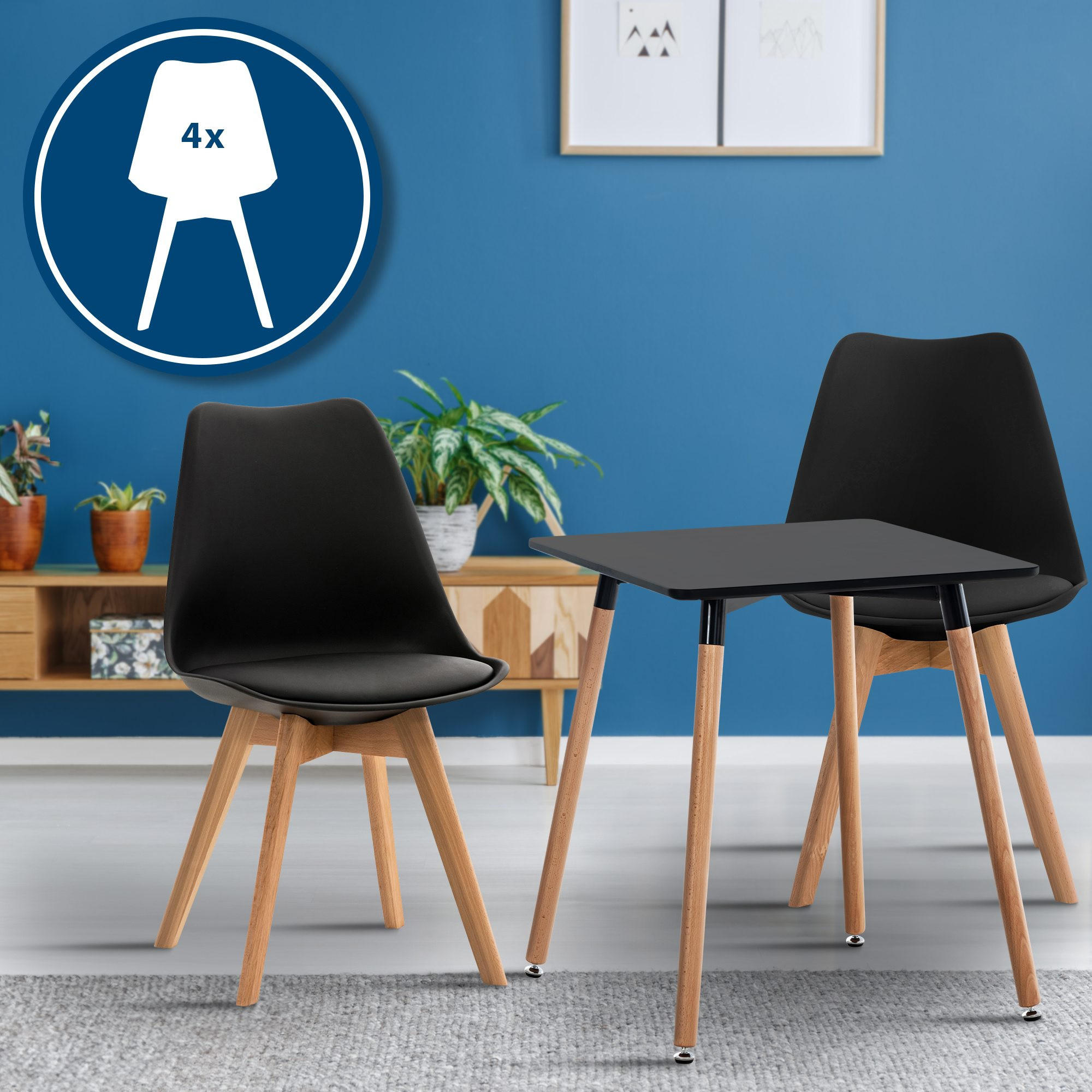 TISCHGRUPPE Holz schwarz - Schwarz, Holz (160/83/160cm) - CLP