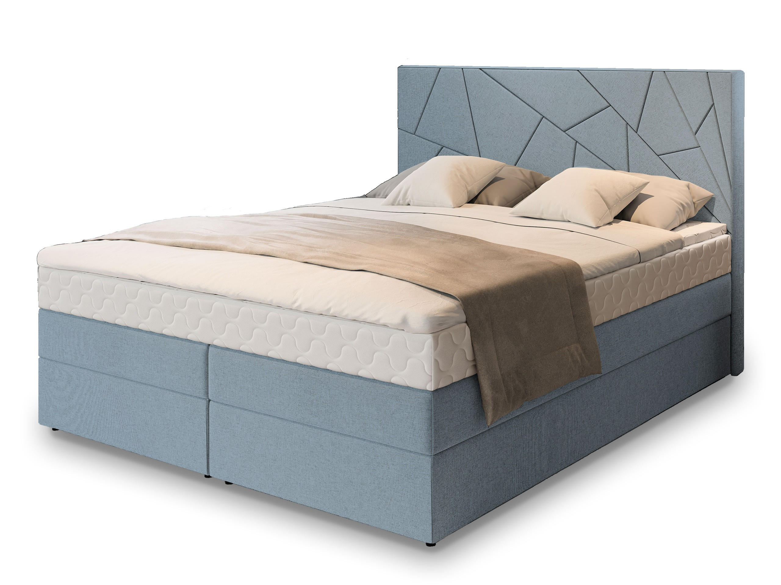 POSTEL BOXSPRING TRANI 180x200 cm, s matrací a úložným prostorem, světle modrá - světle modrá, kompozitní dřevo/textil (180/200cm) - MASSENO