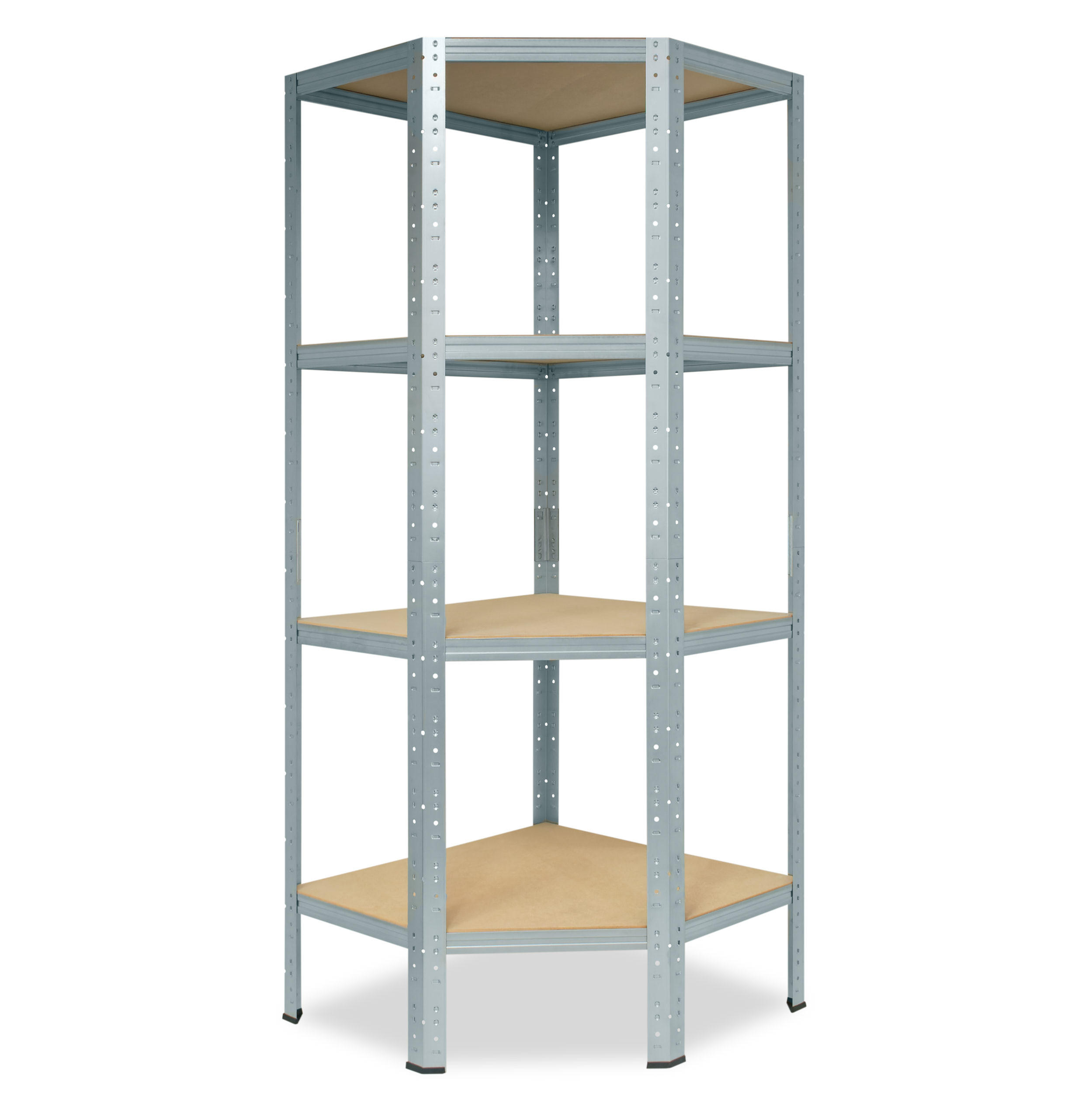 ECKREGAL HOME 155x80x50 cm in verzinkt mit 4 Böden und 175 kg Traglast pro Boden - Silberfarben, Metall (80/155/50cm) - shelfplaza