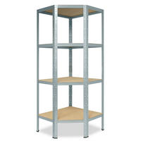 ECKREGAL HOME 155x80x50 cm in verzinkt mit 4 Böden und 175 kg Traglast pro Boden - Silberfarben, Metall (80/155/50cm) - shelfplaza