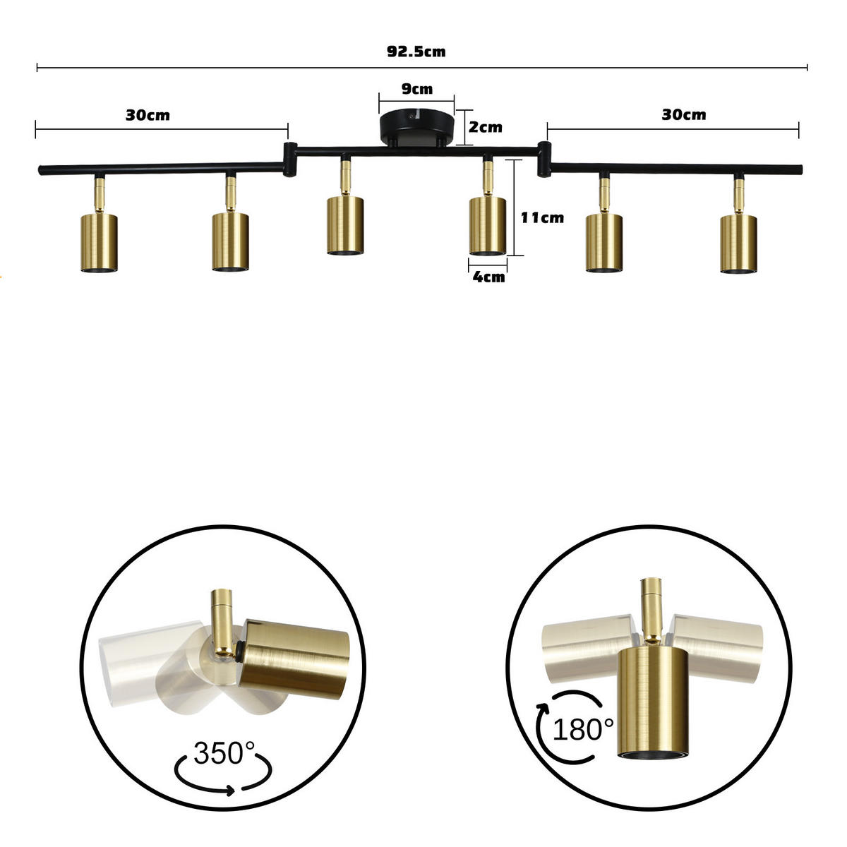 STRAHLER Nixie 6-flammig 95/4/11 cm - Goldfarben, Metall (95/4/11cm) - Nettlife