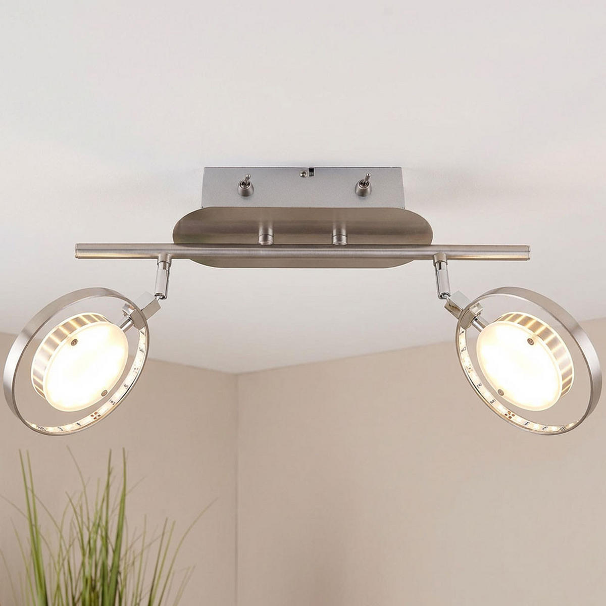 LED DECKENLEUCHTE KATHARINA Silber Nickel matt - Silberfarben, Glas (24.5/24.5/36cm) - Globo Lighting