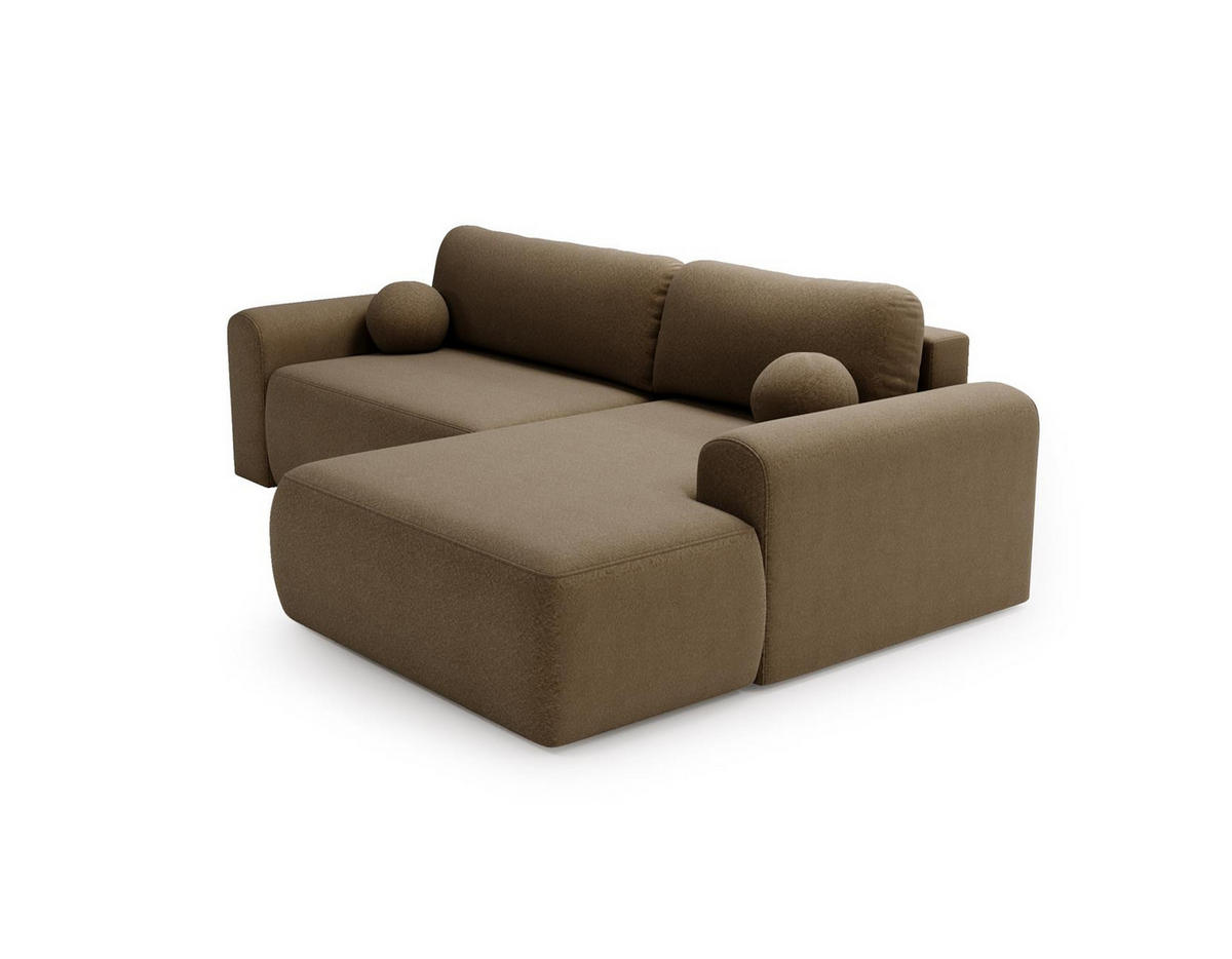 ECKSOFA Aurora Braun, mit Schlaffunktion in Lambi Stoff, linke seite - Braun, Holzwerkstoff/Textil (257/177cm) - Bettso