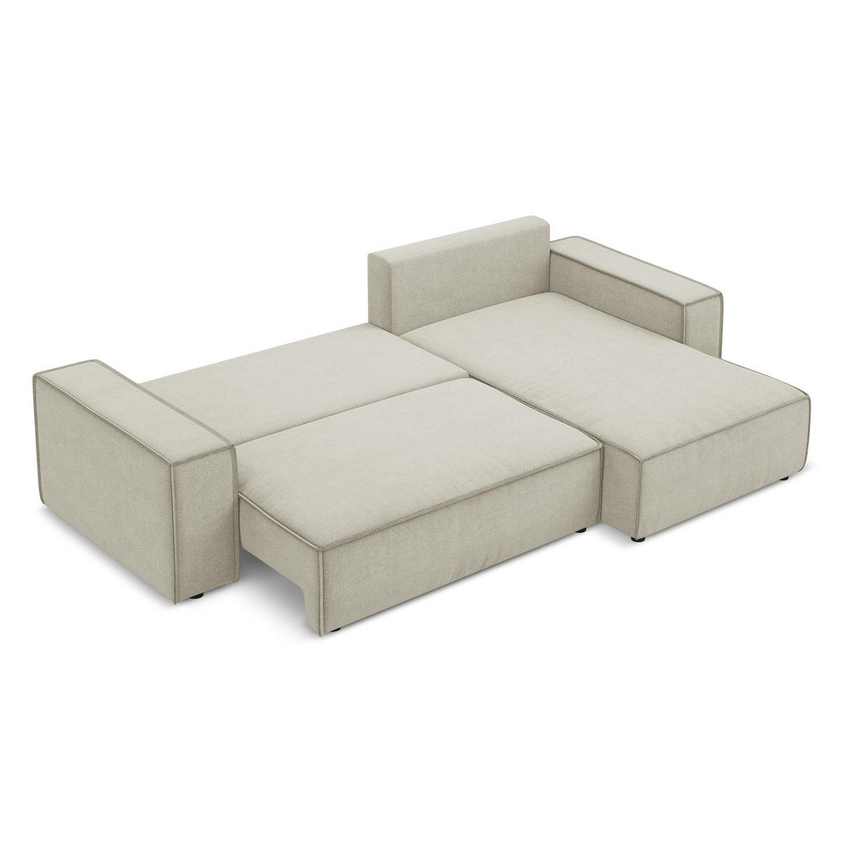 ECKSOFA mit Schlaffunktion Strukturstoff Stoff Beige - Beige/Creme, Kunststoff/Textil (290/185cm) - LaMiaSofa