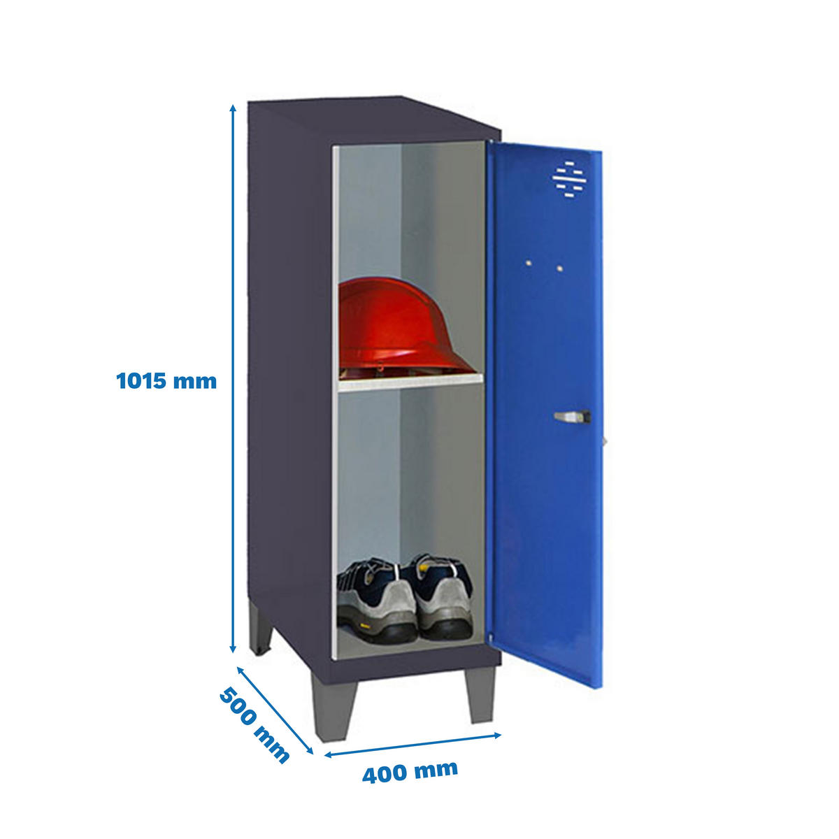 SCHLIESSFACHSCHRANK Amego HxBxT 101,5x40x50 cm 1x Fachboden Mit Standfüße Blau-Anthrazit - Blau, Metall (40/101.5/50cm) - PROREGAL