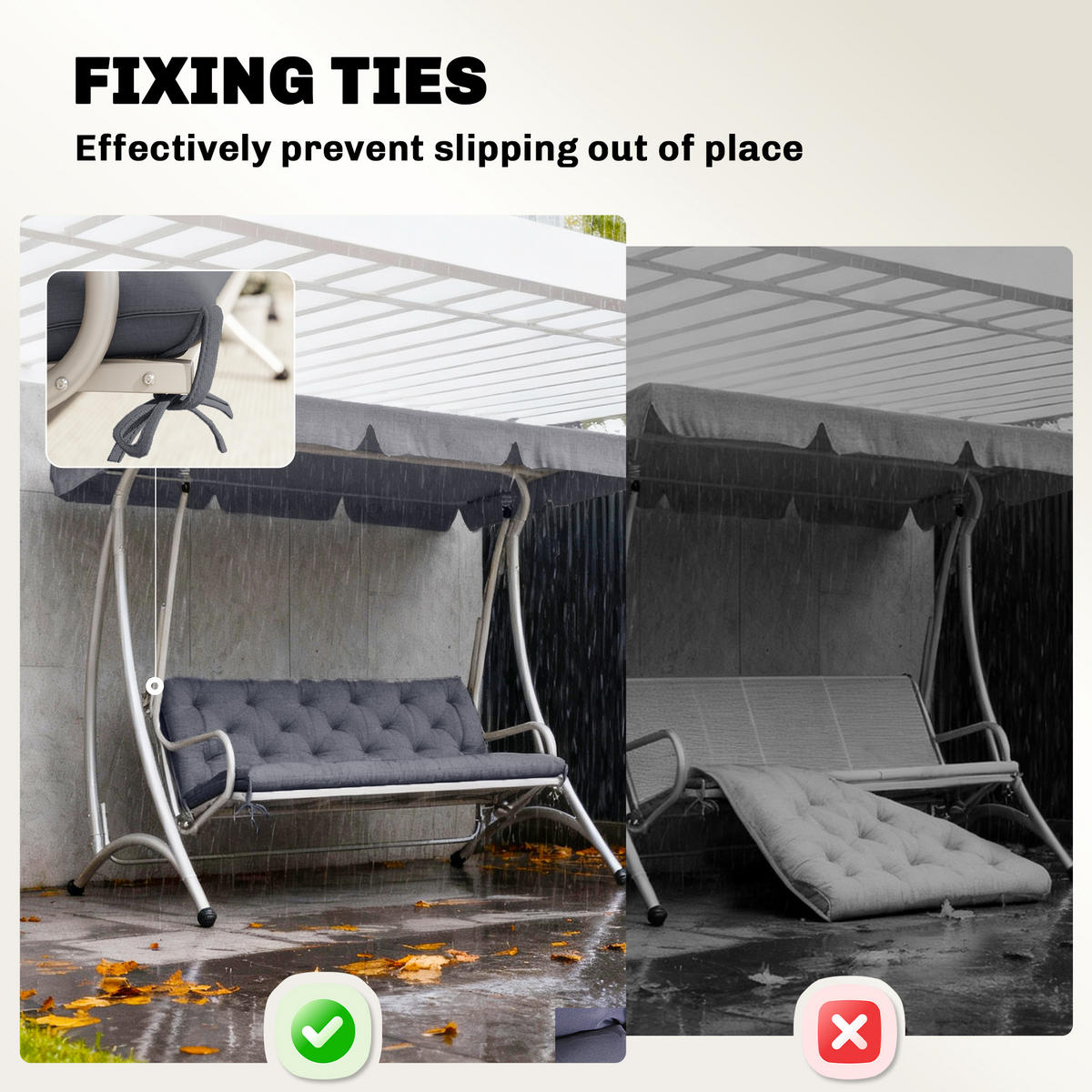 SITZKISSEN, Polyester, Dunkelgrau - Dunkelgrau, Kunststoff (150/8/98cm) - Outsunny